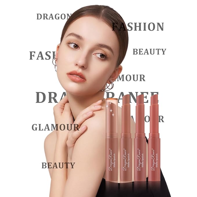 3 Colors Red Tube Lipstick, Cigarette Lipstick Set, Labiales Mate Velvet Lipstick Moisturizer & Smooth, Long Lasting 24 Hours Waterproof (Set B)