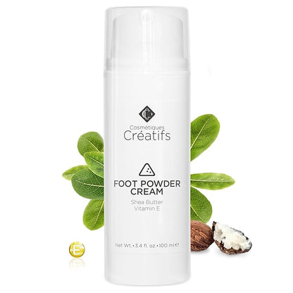 Foot Powder Cream for Dry Cracked Heels, Odor Control, and Intense Skin Hydration, 3.4 fl. oz., with Shea Butter and Vitamin E