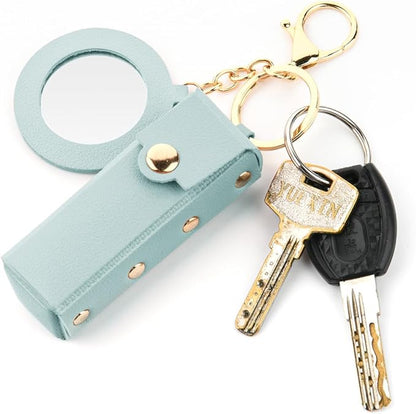 Lipstick Organizer Keychain Chapstick Case with Mirror Organizer