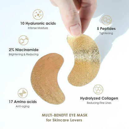 Sweet Dreams Collagen Glow Gold Eye Masks l Under Eye Patches for Beauty & Self Care Wrinkle Patches l Puffy Eyes and Dark Circles Treatments Collagen, Niacinamide, Hyaluronic Acids, Peptides