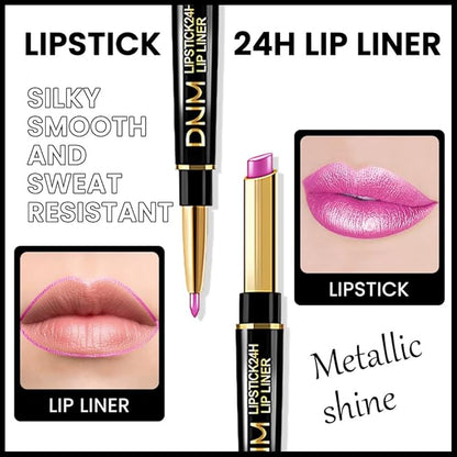 evpct 3Pcs Nude Pink Rose Red Metallic Shine Lip
