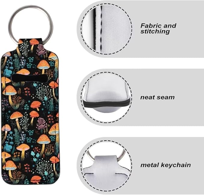 Horeset Mushroom Novelty Lipstick Holder Keychain for Women Gloss