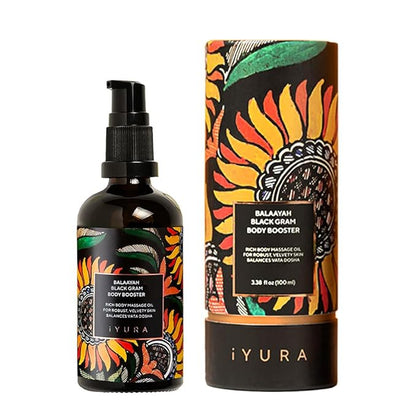 Balaayah Balaayah Black Gram Body Booster Oil | Ayurvedic Massage & Moisturizing Body Oil | Indulging aroma of Vanilla & Frankincense | Luxurious, Fast-Absorbing & Non-Sticky | 3.38 fl oz