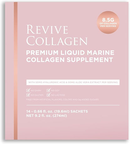 Premium 8,500mg Hydrolyzed Marine Collagen Supplements Drink with Added Hyaluronic Acid & Aloe Vera for Healthy Skin, Hair, Nails & Joints | Lemon & Lime (14 Days Supply)