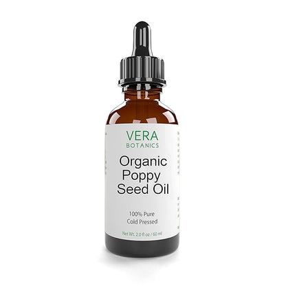 ORGANIC POPPY SEED OIL 100% Pure & Natural, Unrefined, Cold-Pressed For Face, Dry Skin, Nails, Lips, Body & Hair - Reduce Hair Breakage
