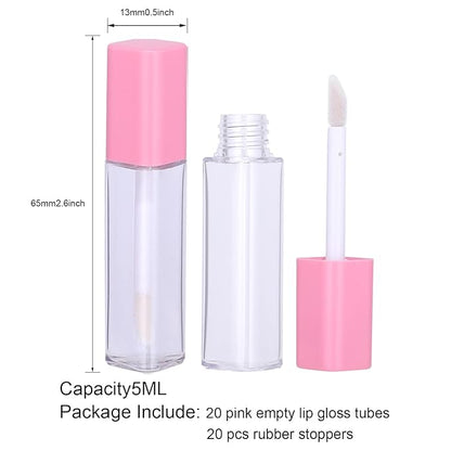 20Pcs Empty Lip Gloss Tubes Cute 5ml Pink Gloss