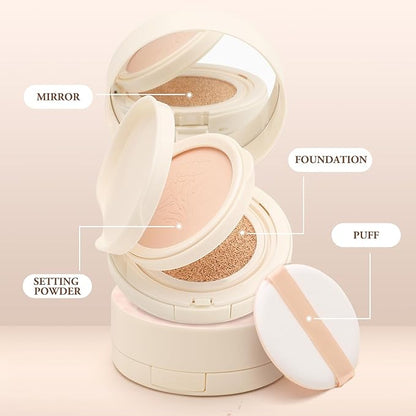 Cushion Foundation & Pressed Powder Set, Cream Air Lasting Coverage
