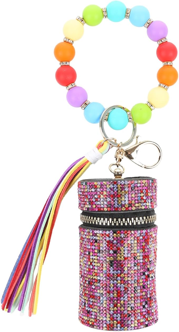 Lipstick Keychain, Leather Diamond Lip Gloss Holder, Stylish Gloss