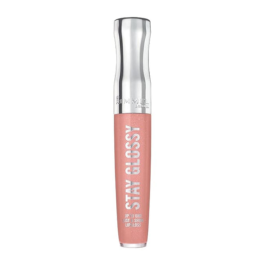 Rimmel London Stay Glossy, 450 Pink About It, Lip Gloss, Non-Sticky, Cruelty-Free, Color and Shine, Up To 6-Hour Wear, Precise Applicator, 0.18oz