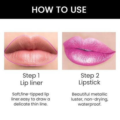 evpct 3Pcs Nude Pink Rose Red Metallic Shine Lip