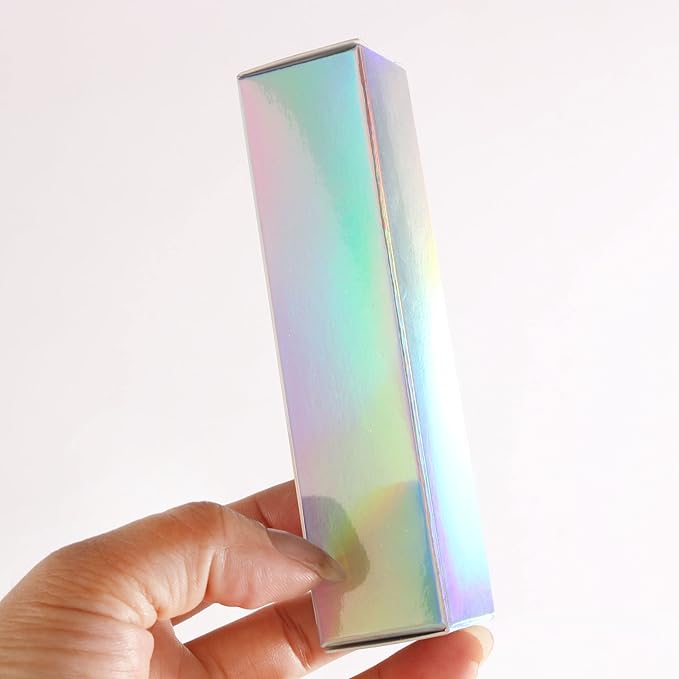 COSIDEA 50 PCS Empty Holographic siver Lip Gloss Boxes W25 xW25 xH117mm， Cosmetic Perfume Mascara Box Packaging ，small Kraft Paper Box Luxury Holder Wrapping