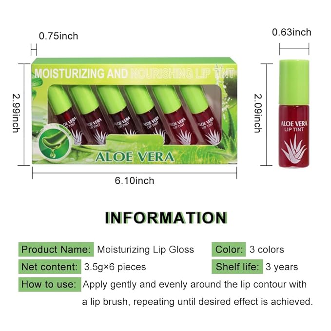 BINGBRUSH 6Pcs Bright Vivid Color Lip Tint With BINGBRUSH