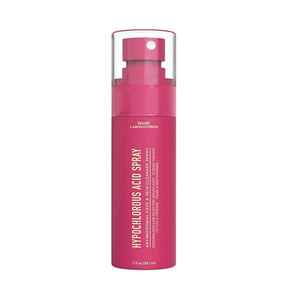 BASE LABORATORIES Hypochlorous Acid Spray for Face & Skin - Travel Size - Magic Facial Toner Spray & Cleaner - Skin Repair Solution helps reduce redness, Irritations, acne - HOCL Molecule Spray 2oz