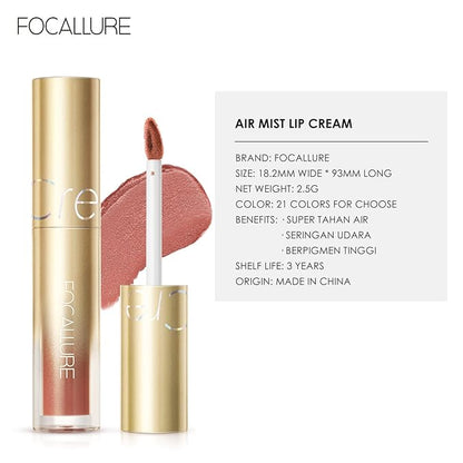 FOCALLURE Matte Lipstick Waterproof Longlasting Quick-Drying Glorious Lip Longlasting
