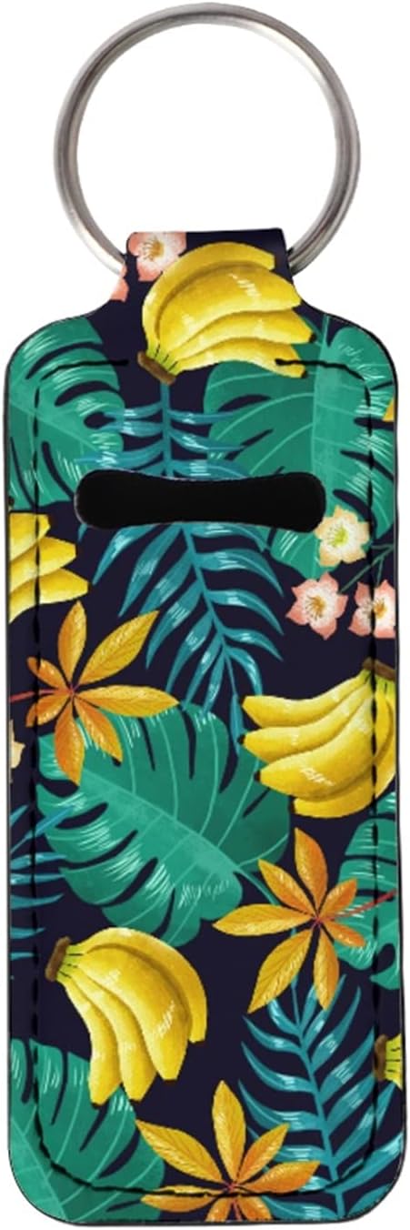 Horeset Chapstick Holder Keychain Lipstick Sleeve Pouch Lip Ring(Tropical