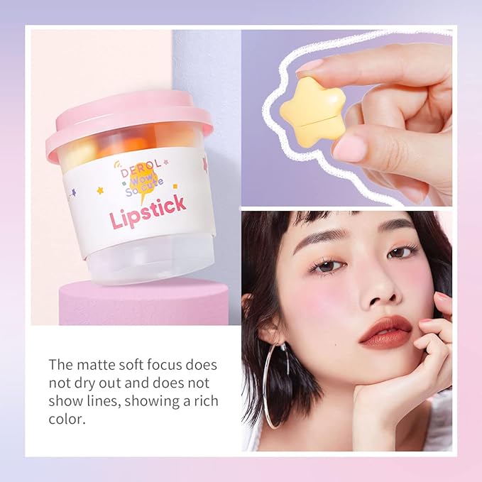 6-Color Mini Matte Color Star Capsule Lipstick set. Long
