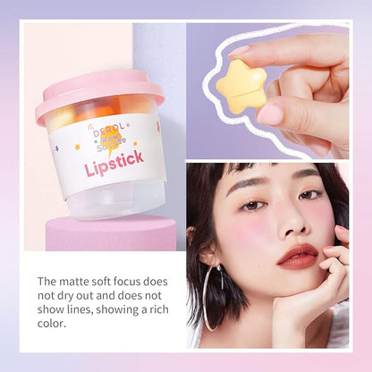 6-Color Mini Matte Color Star Capsule Lipstick set. Long