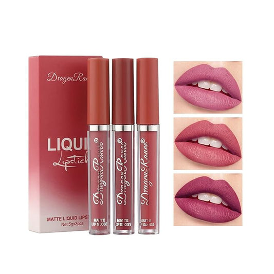 3 Colors Matte Liquid Lipstick Sets , Matte Long-Lasting