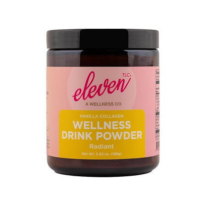 Eleven TLC, Radiant Beauty Boosting Grassfed Vanilla Collagen Peptides Superfood Latte, Beauty Collagen, Vanilla Protein Powder, Non-reactive Glass Jar, MD Formulated
