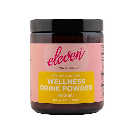 Eleven TLC, Radiant Beauty Boosting Grassfed Vanilla Collagen Peptides Superfood Latte, Beauty Collagen, Vanilla Protein Powder, Non-reactive Glass Jar, MD Formulated
