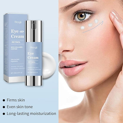 Retinol Eye Cream for Dark Circles & Wrinkles - Advanced Night Repair Treatment with Hyaluronic Acid & Vitamin E | Reduces Puffiness, Fine Lines & Eye Bags | Dermatologist Tested (15ml)