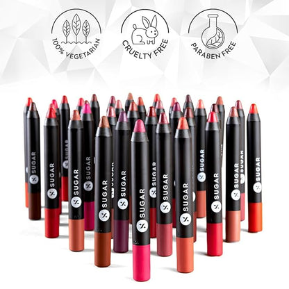 SUGAR Cosmetics Matte As Hell Crayon Lipstick10 Cherry Darling (Cherry Red) Highly pigmented, Creamy Texture, Long lasting Matte Finish