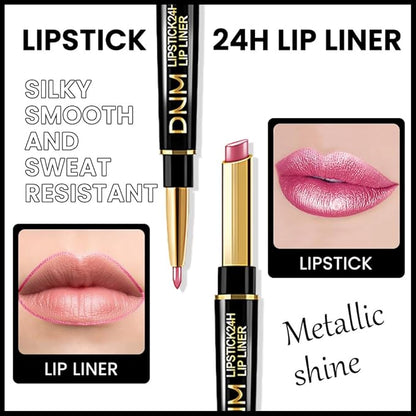 evpct 1Pcs Rose Pink Metallic Shine Shimmer Lip