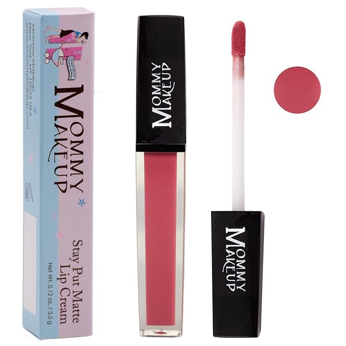 Mommy Makeup Stay Put Matte Lip Cream | Kiss Proof Lipstick in Molly (A Medium Pink Rose) Transfer Proof, Smudge Proof, Waterproof, Non Drying, Long Wear Lipstick