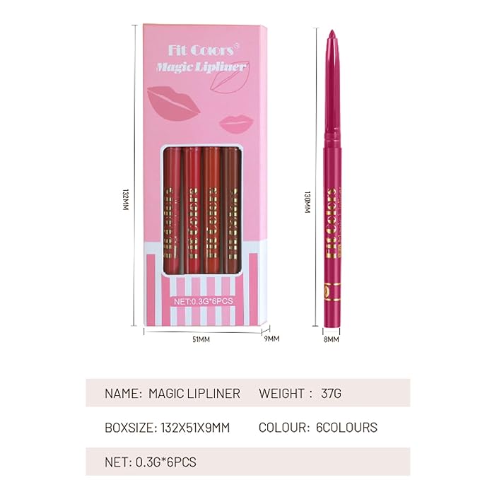 6Pcs Matte Lip Liner/Lipstick Set,Nude Matte Lip Liner Longwear