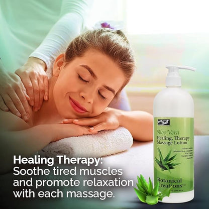 PRO NAIL - Healing Therapy Massage Lotion - Professional Pedicure, Body and Hot Oil Manicure, Infused with Natural Oils, Vitamins, Panthenol and Amino Acids (Aloe Vera, 32 Ounce)