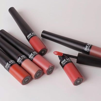 Matte Nude Liquid Lipstick, Tinted Highly Pigmented Lip Stain with Beeswax, Super Stay Velvet Lip Gloss, Smooth Matte Long Lasting Waterproof Smudgeproof Non-Stick Cup Lipcolor Makeup Gift, 02