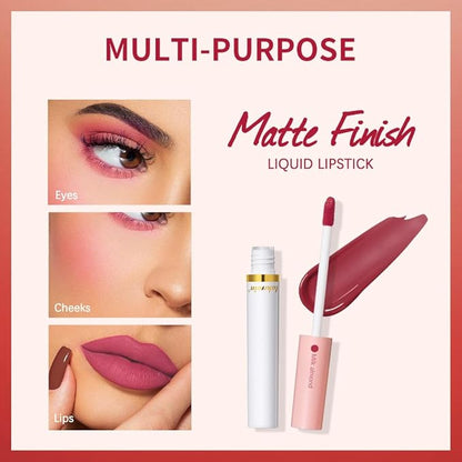 4 Colors Matte Lipstick Set,Waterproof Lip Tint Stain,Velvet Long