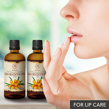 Sea Buckthorn Oil (2pack of 2 x 3.4oz) 6.8oz - Cold Pressed - Pure & Natural - Hippophae Rhamnoides - Carrier Oil for Essential Oils - Nails - Hair - Face & Body Care