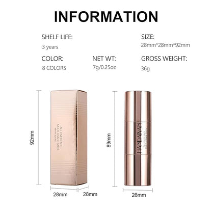 8 Colors Cream Contour Sticks Makeup Kit, Dual-Ended Concealer (07#)