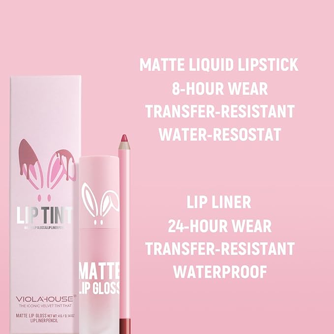 VIOLA HOUSE Lipstick Lip Liner Set, Matt Lipstick Non-Fading,