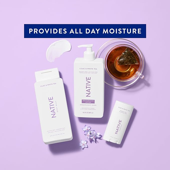 Native Body Lotion Contains Naturally Derived Plant-Based Moisturizers for Women and Men | Restores Dry Skin, Lilac & Rose, 16.5 fl oz