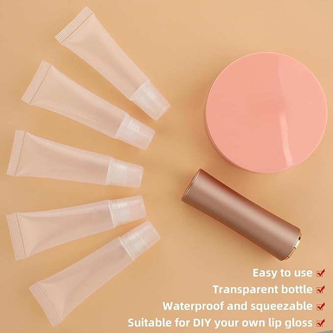 Sliverdew 5 Pcs Lip Gloss Tubes 10ml Empty Tubes Refillable Containers Refillable Mini Cosmetic Tubes Lip Balm Travel Toothpaste Containers Makeup Accessories Soft Empty Tubes
