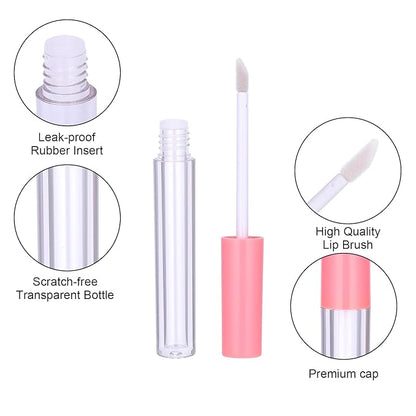 20Pcs Empty Lip Gloss Tubes Cute 1.3ml Pink Gloss