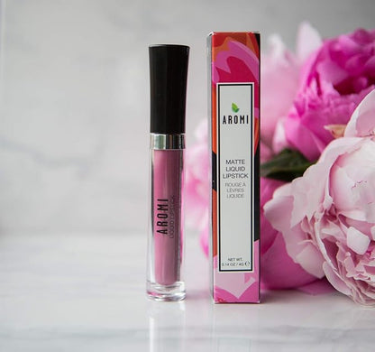Aromi Matte Liquid Lipstick | Long Wear, Smudge Proof, Medium Pink Lip Color, Vegan, Waterproof, Day to Night, Velvety Finish (Poodle Skirt)
