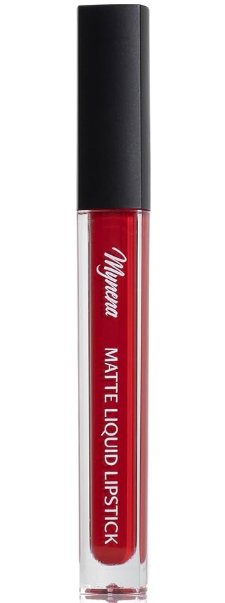 Mynena Bright Red Long-Lasting Matte Liquid Lipstick | Intense Color, Smudge-Proof & Waterproof | Comfortable, Hydrating Shea Butter | Vegan & Cruelty-Free | Lola