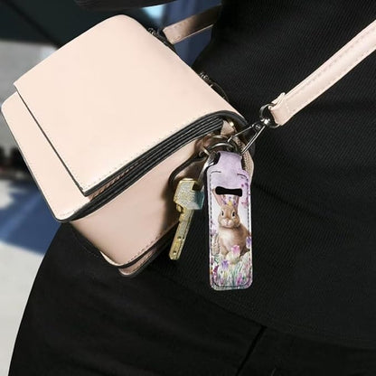 Horeset Easter Rabbit Chapstick Holder Keychain Durable Elasticity Gloss