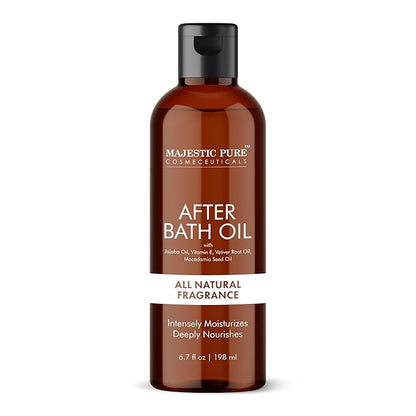 Majestic Pure After Bath Oil - 100% Pure & Natural | Repair Dry, Damaged Skin | Moisturizing Skin, Hair and Scalp | Infused with Jojoba Oil & Vitamin E | 6.7 Fl Oz