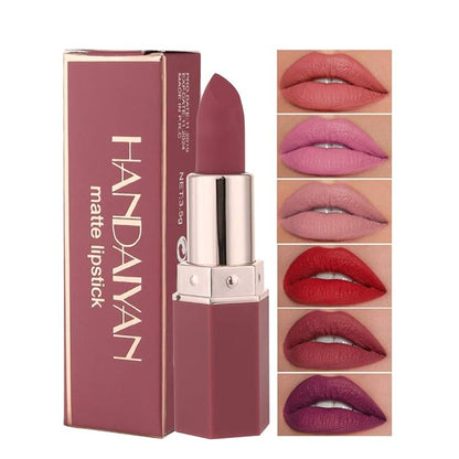 6-Color Matte Moisturizing Non-stick Cup Matte Lipstick, Long-Lasting Moisturizing