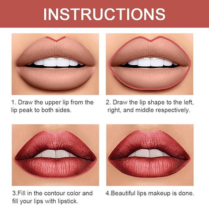 evpct 1Pcs Mauve Red Metallic Lip Liner and Lip