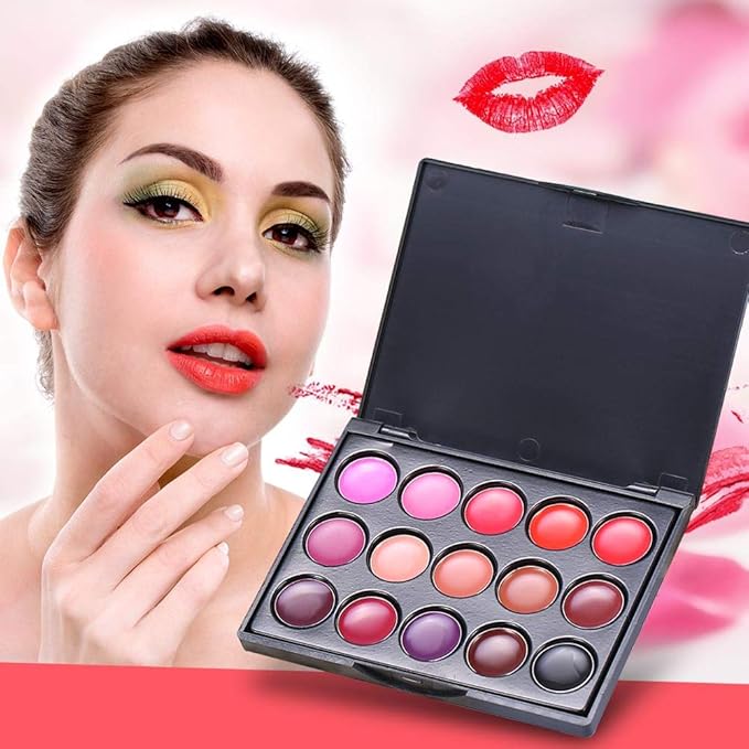Lipstick Palette, Lip Cosmetics, 15Colors Professional Lip Gloss Gloss