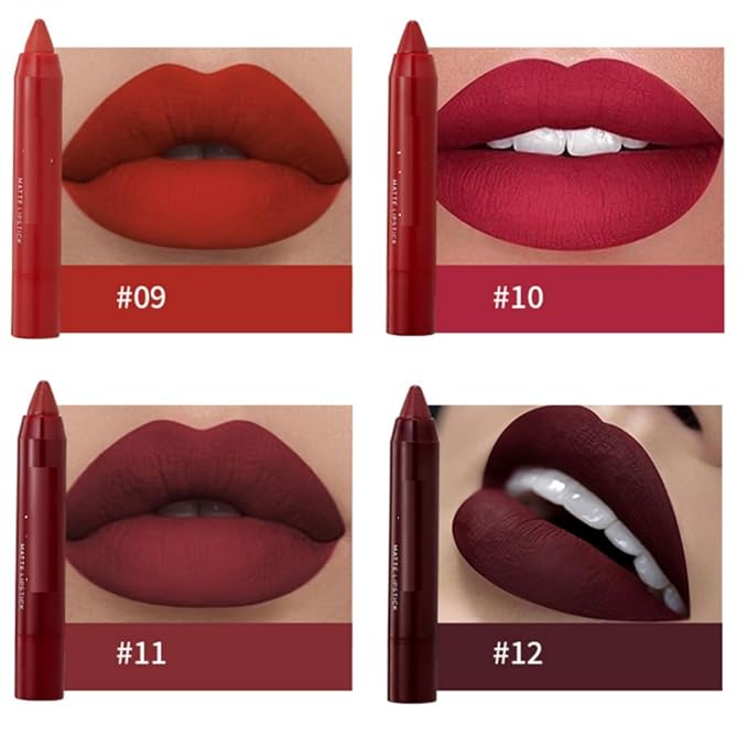 MAEPEOR Matte Lip Crayon Set 6PCS Smooth Velvety Lip Liner Pencils Set Waterproof Long Wear Lipstick Crayon Pen Kit (Set 02)