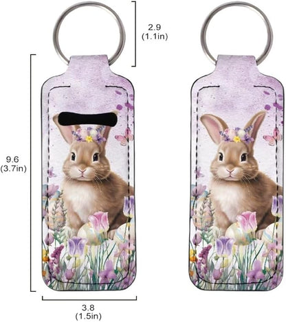 Horeset Easter Rabbit Chapstick Holder Keychain Durable Elasticity Gloss