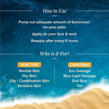Glow+ Dewy Face Sunscreen with SPF 50+ & PA+++ | Blue Light Protection & No White Cast | Helps Give Glowing Skin with Papaya & Vitamin C | 1.76 Oz/50g