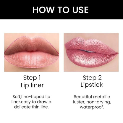 evpct 1Pcs Light Pink Pale-Pink Metallic Shine Shimmer Lip