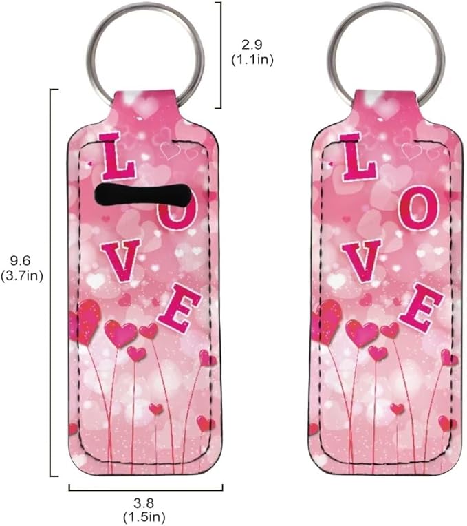 Horeset Valentine Love Chapstick Holder Keychain,Slim Neoprene Lip Gloss